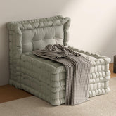 WOWMAX Floor Sofa Couch Bed Convertible Lazy Sofa,Velvet-Light Gray